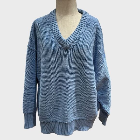 Free People Alli V-neck Sweater Oversized Cable - Picture 5 of 12